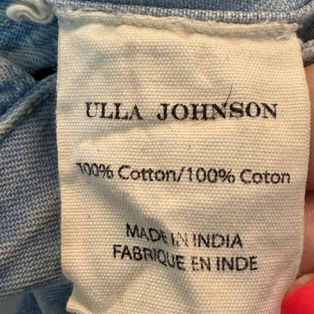 Ulla Johnson Patchwork Denim Wide Leg Overalls Blue Cotton Size 4 - Picture 7 of 9